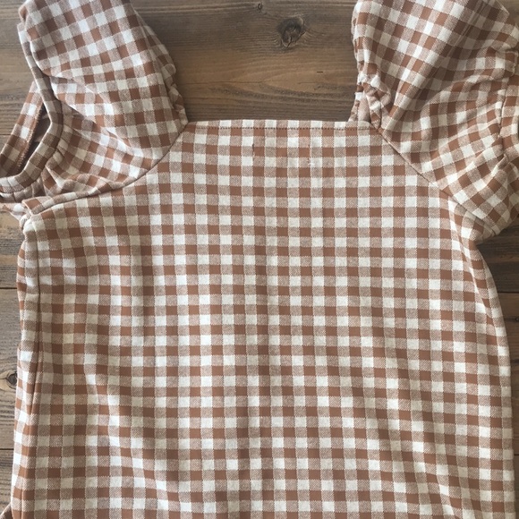 Madewell Gingham Top, Brown & Cream, Size XS - Picture 4 of 4
